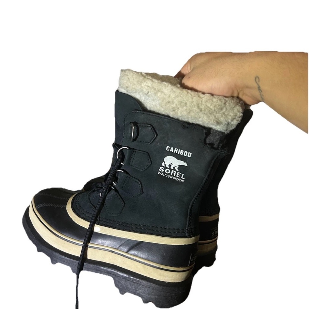 Sorel Black Boots with Cream Accents